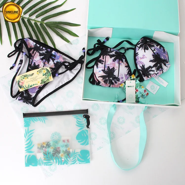 Sinicline new arrivals full set swimwear package bikini plastic bags with oceanic design customized