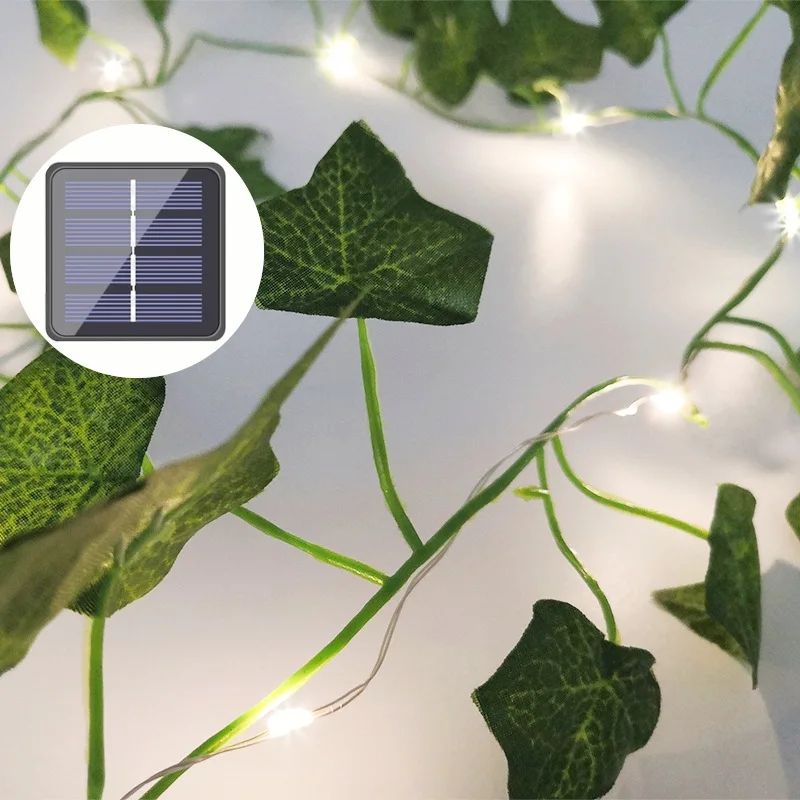 Solar Rattan Willow Leaves Climbing tiger Green Willow Lights Series Willow Leaf Lights