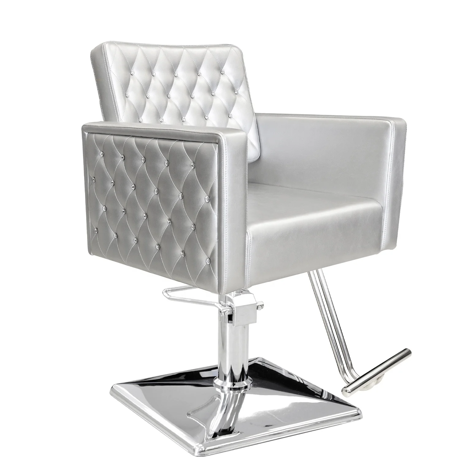 Оптовая продажа, новый стиль, недорогой женский макияж для стрижки волос, серебряный гидравлический парикмахерский стул для салона красоты