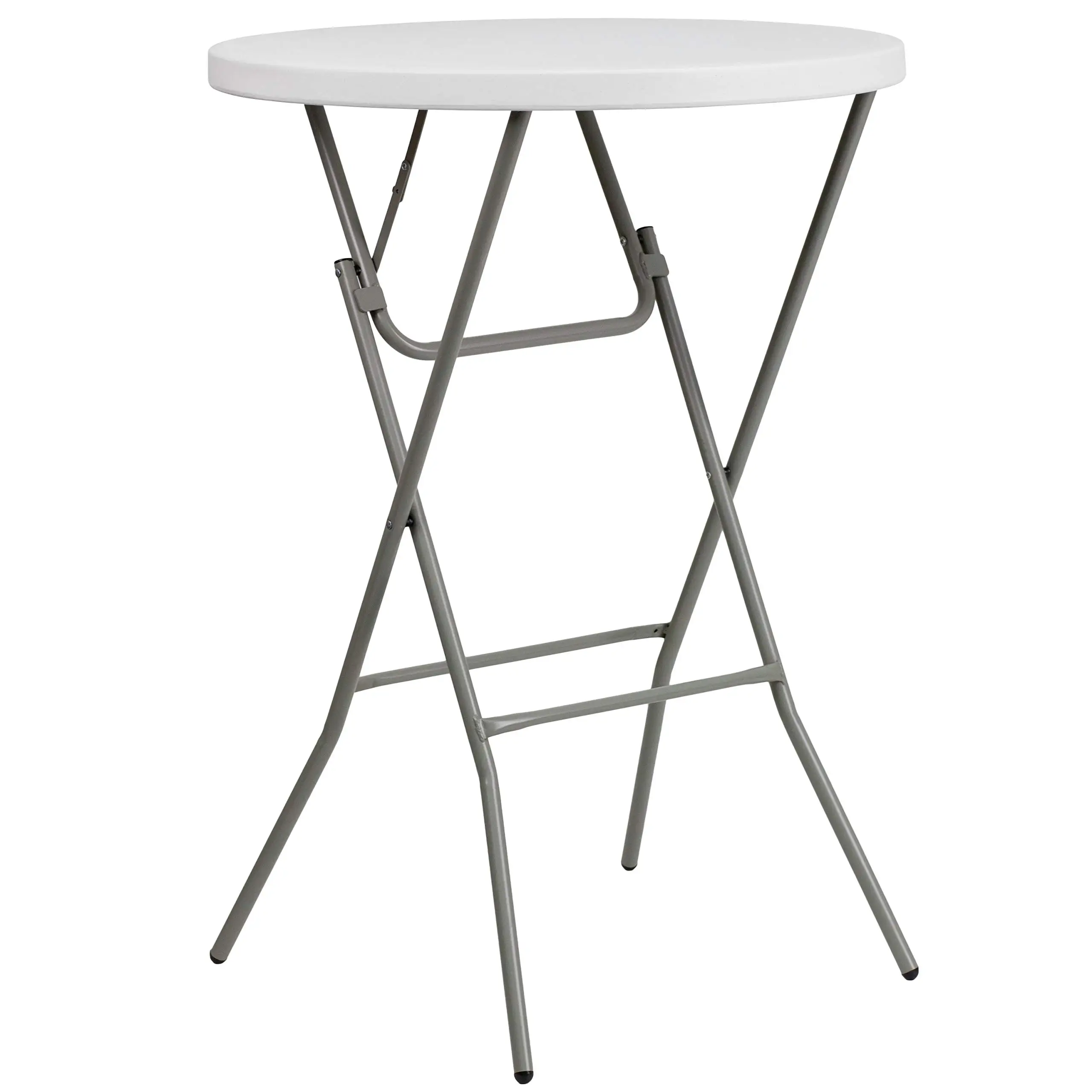 AJUNION White Round Plastic Table Bar Height Folding Table Outdoor Portable Event Table