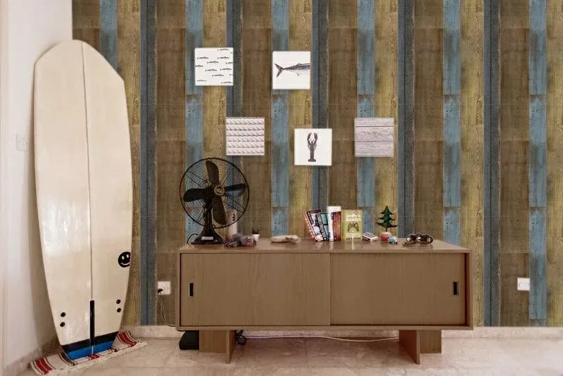 Wholesale Eco-Friendly Large Wall Wallpaper Digital Printing P-Tex Wood Style Sticker