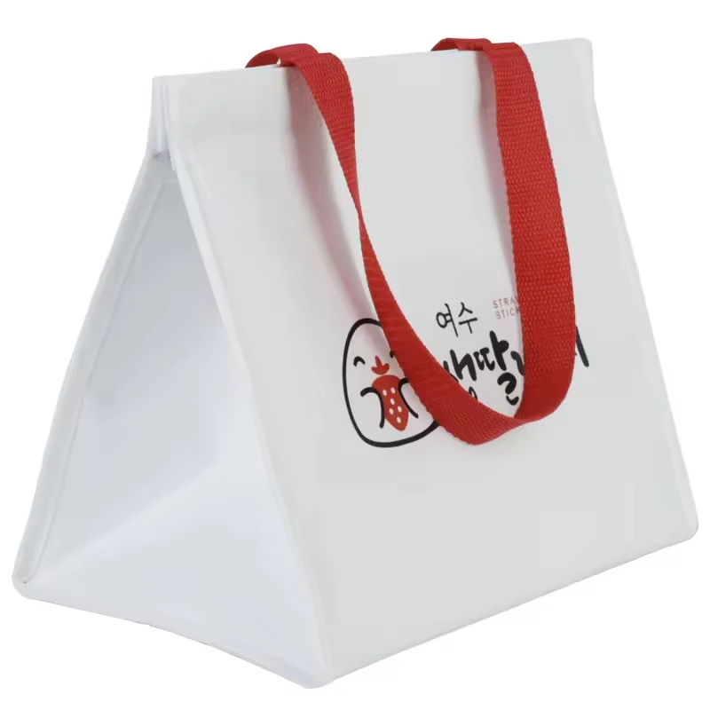 Promotion insulated food delivery bag lunch tote velcrow top insulated laminated nonwoven aluminum foil insulated bag