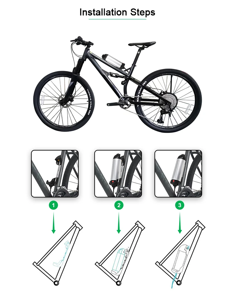 High Quality Wholesale Customized Lithium Water Bottle Type Electric 9Ah 10Ah 36V Bike Battery