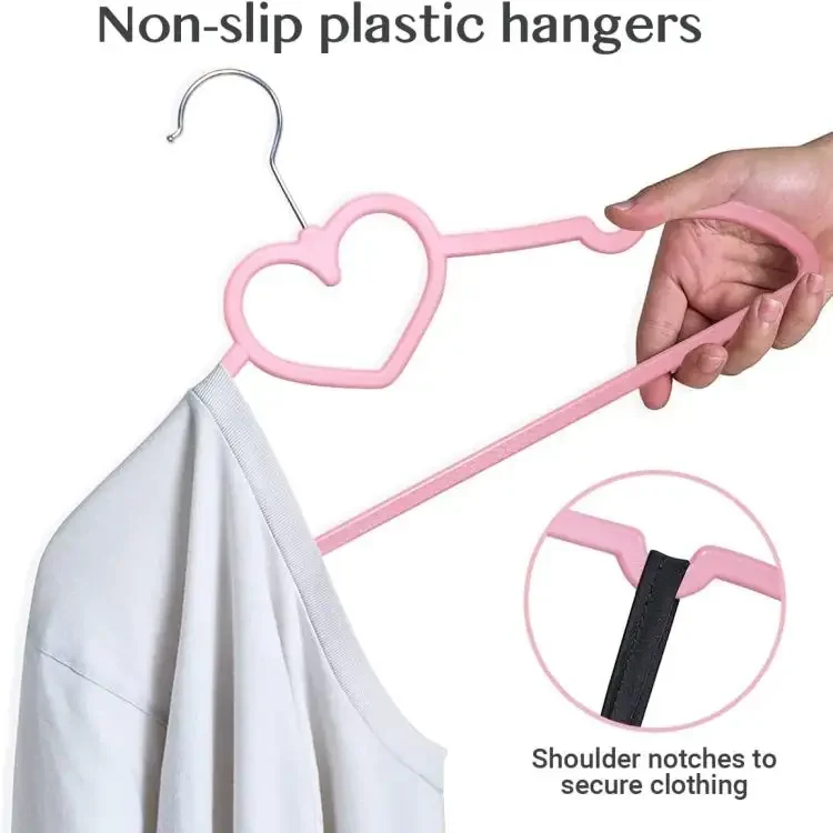 Plastic Coat Hangers Ultra Thin Space Saving Heart Shaped Plastic Clothes Hanger