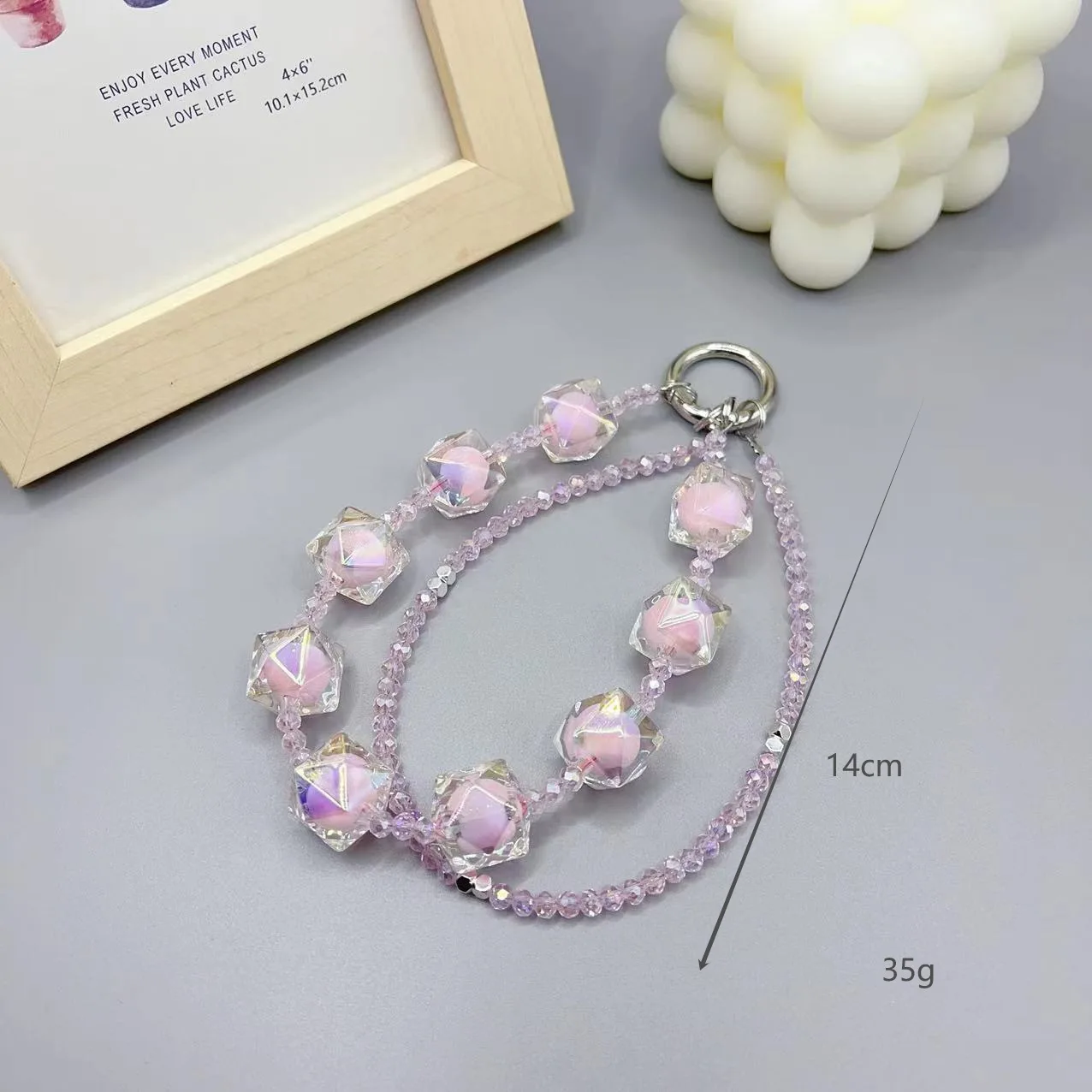 Trendy Mobile Phone Rope Pearl Chain Diamond Pendant Beaded Gemstone Pendant Bag Keychain Pendant Cellphone Chains