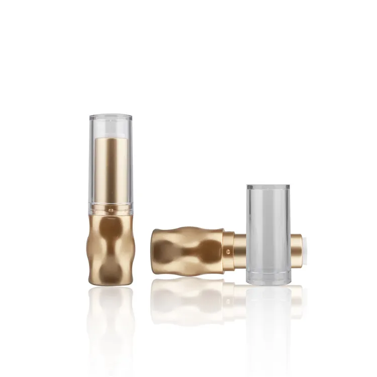 Make Own Brands Chinese Factory Custom Unique Round Lip Balm Tube for Cosmetic Packaging Matte Gold Lipstick Tube Clear 3.5g