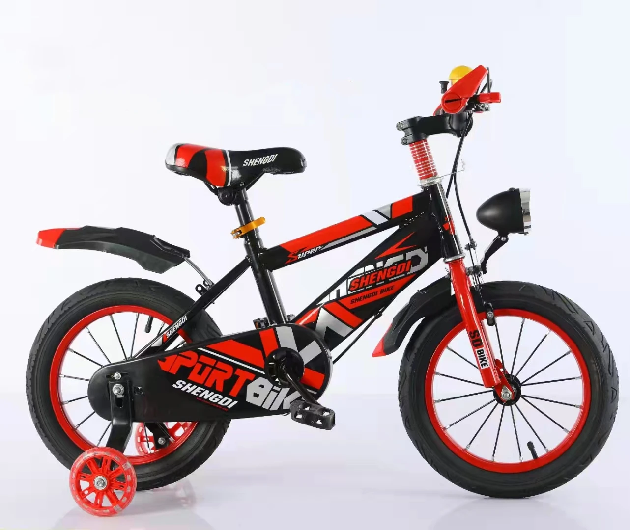 2024 High quality kids mountain bike with training wheels headlights bicycle for kids child bike