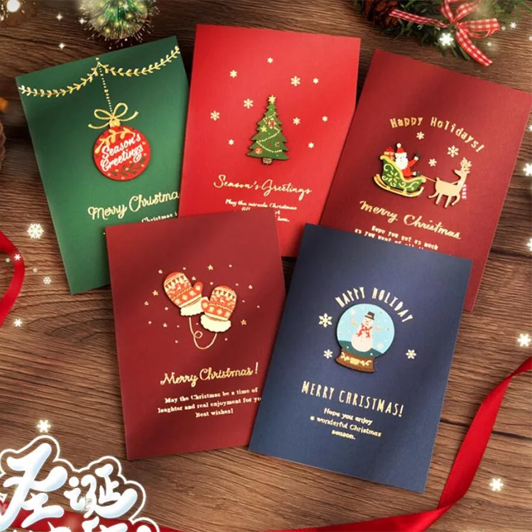 Kofei Wholesale Cheap Christmas Eve Handwritten Blessing Card Flower Gift Birthday Happy New Year Gift Card