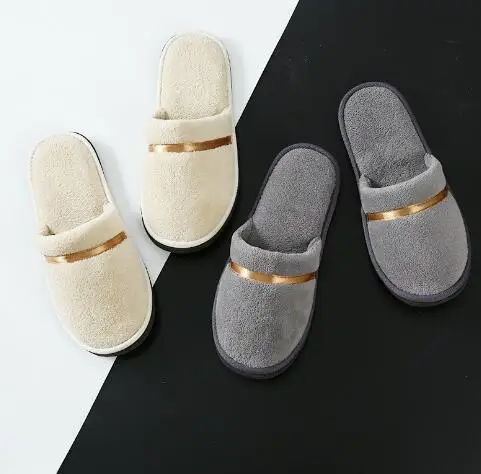 2022 fashion Coral fleece  Closed Toe Indoor Disposable  Hotel Slipper