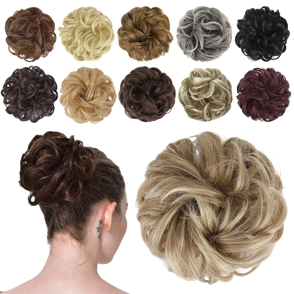 Circle Elastic Hair Bands Messy Curly Elastic Hair Scrunchies Hairpieces Rubber Band Hair Bun for Women and Girl