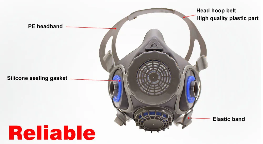 M60 Half Face Aura Mask Gas Respirator Filter for Chemical Pesticide Safety