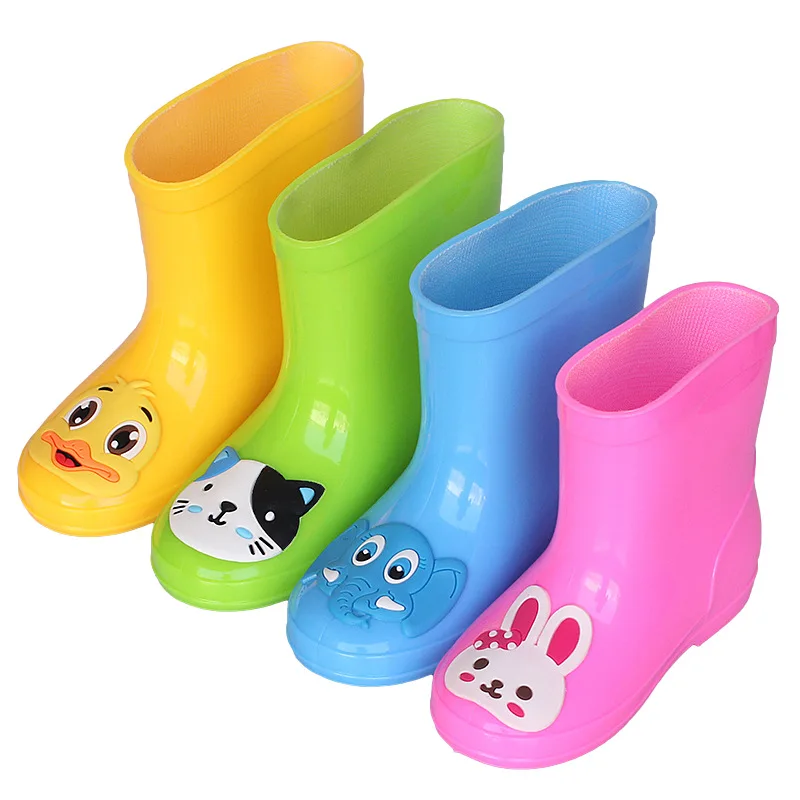 Yellow duck rabbit cat elephant kids rain boots children pvc color boots waterproof kids cute cheap rain boots for boy and girl