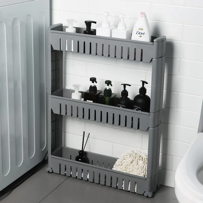3 Tier Slim Slide Out Storage Tower Rack Mesh Organization Serving Cart Shelf Narrow Spaces Gap Storage Rolling Trolley Cart
