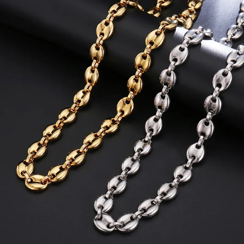 2022 Stainless Steel Jewelry Gold Chain Necklace Women Coffee Bean Chain