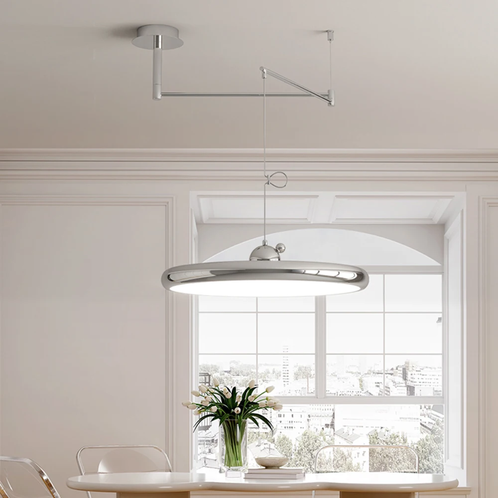 Flying saucer rocker arm dining room chandelier Modern simple table light advanced French minimalist dining room chandelier