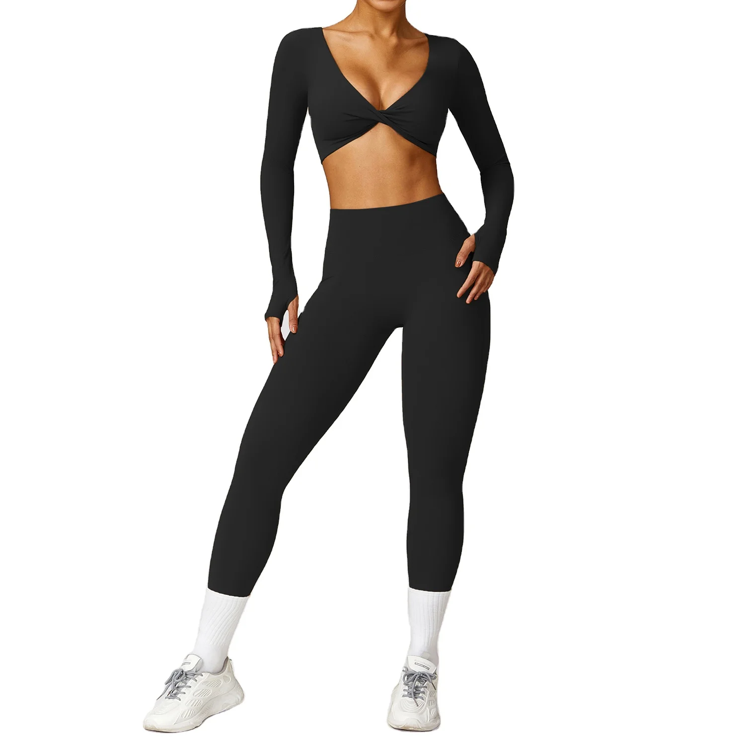 Sports Women Fitness Suit Quick Dry Soft Elastic Naked Yoga Suit High Quality Sexy No Bondage Long Sleeve for Women Gym Sets