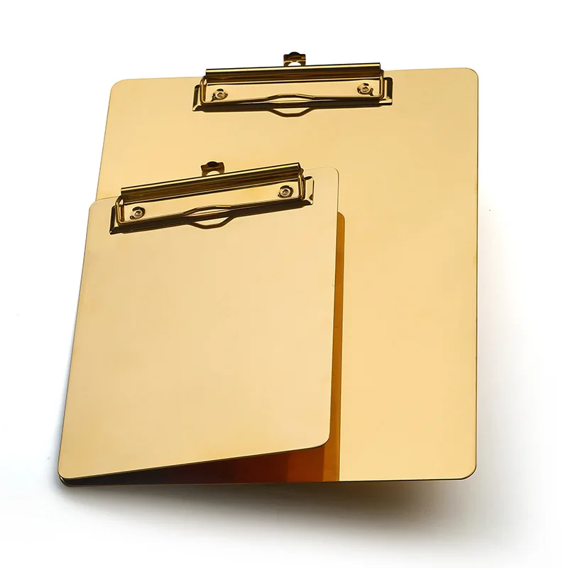 Металлический стандартный держатель для бумаг формата A4 с золотым профилем, канцелярские принадлежности для офиса, медсестер, студентов