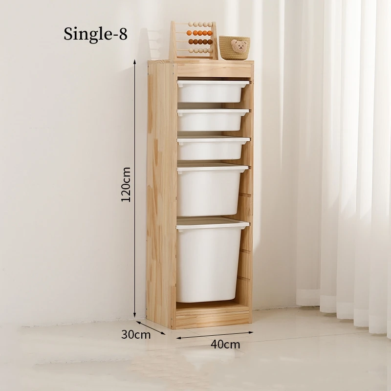 Montessori Kids Furniture Baby Room Wooden Toy Book Storage Organizer Cabinets with Plastic Storage Box