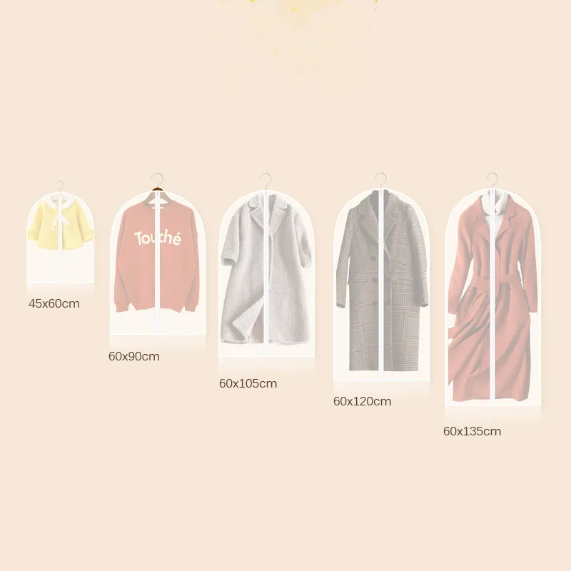 Прочный пылезащитный и водонепроницаемый чехол для костюма PEVA с полной прочной молнией прозрачный одежды