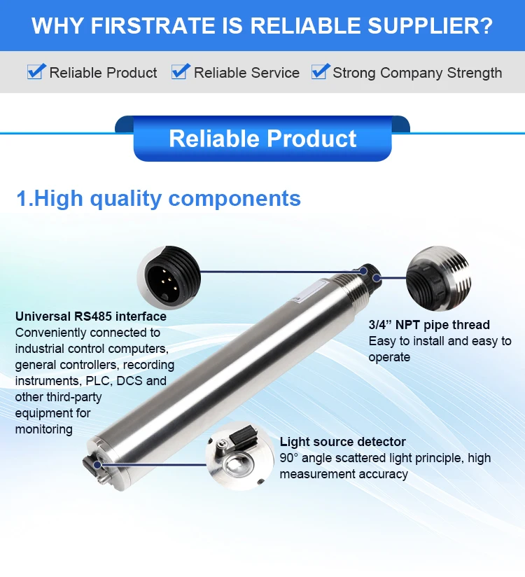 New Arrival FST100-ZD102A 0~4000NTU Infrared Online Digital Turbidity Sensor for Surface Water and Wastewater