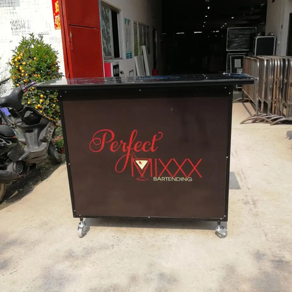 Logo customized portable mobile bar counter with lighting strips