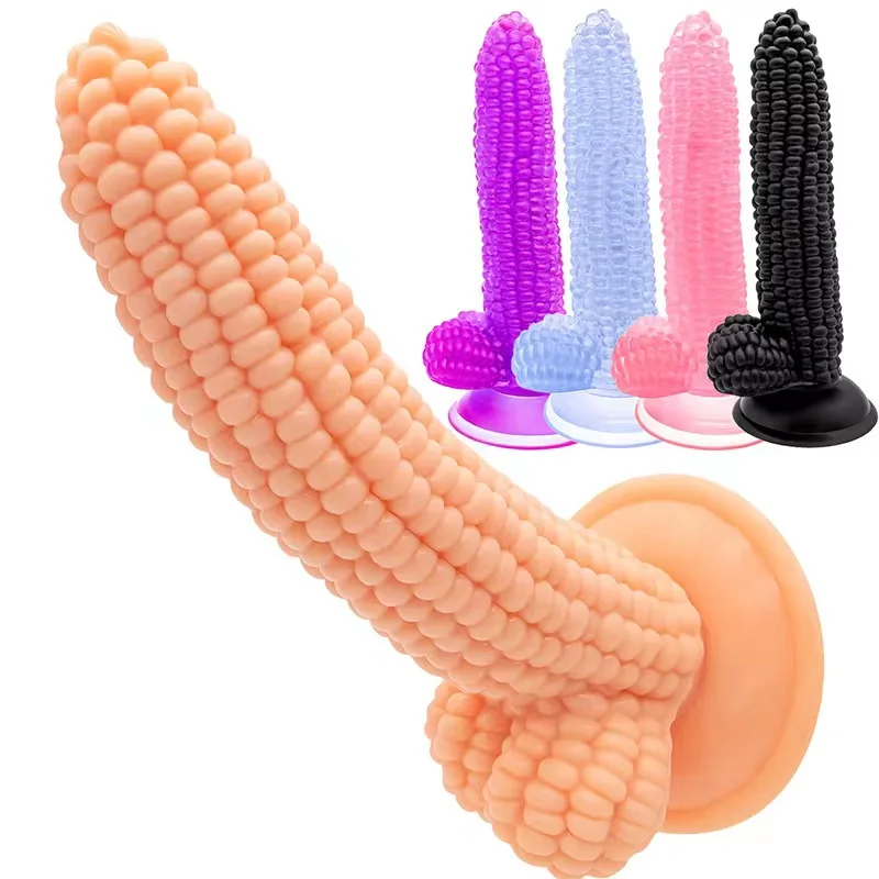 Hot Sales Lifelike Fruit Corn Crystal Dildo Jelly Dildo Realistic With Medical Pvc Material Black Dildo Anal Plug Toys