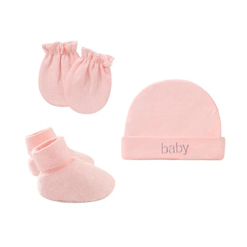 Newborn Hospital Beanie Cap No-Scratch Mitten Booties Baby Cap Mitten And Booties Set