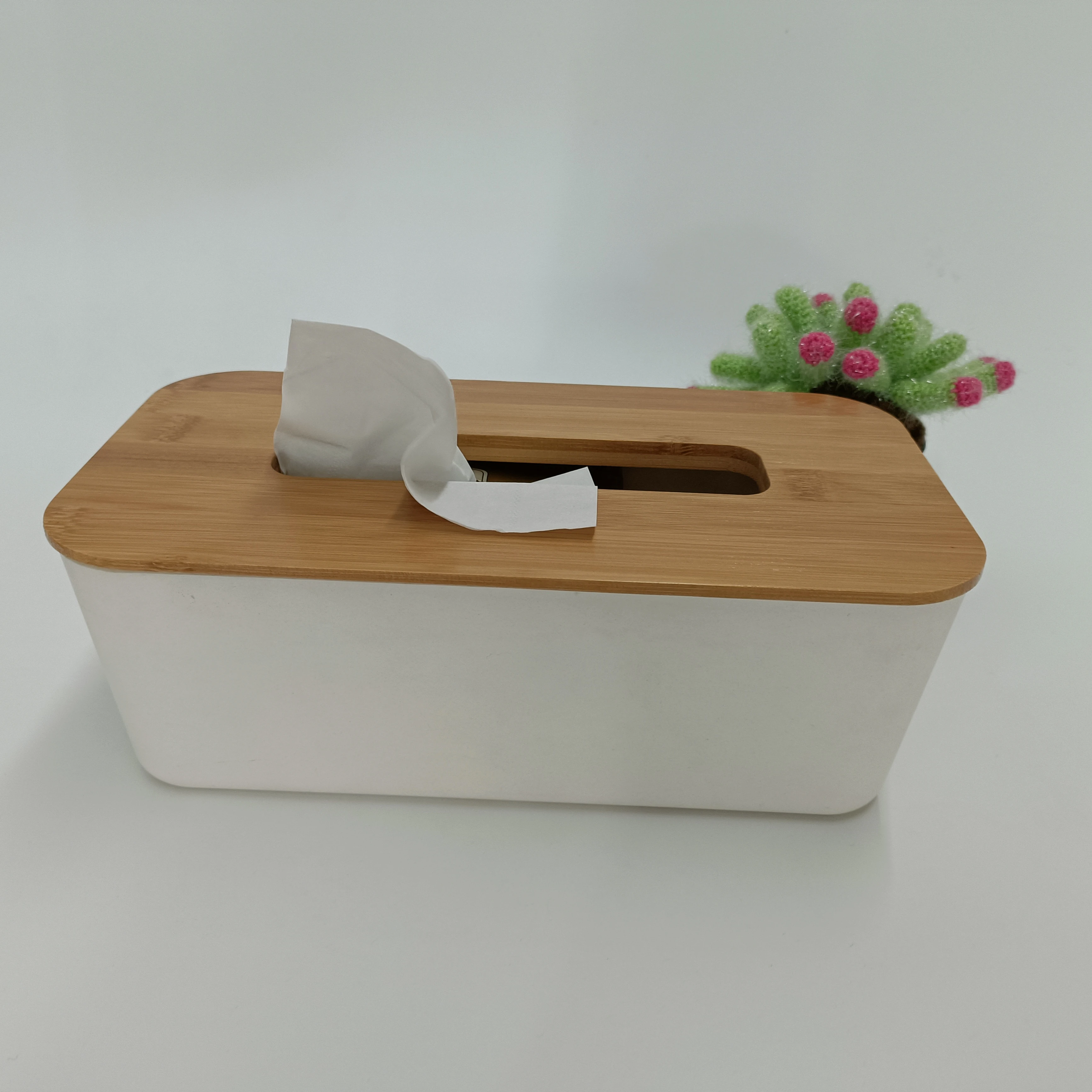 Sustainable Bamboo Fiber Tissue Box Holder Household Paper Towel Storage Box Bamboo Lid Tissue Storage Container Napkin Box