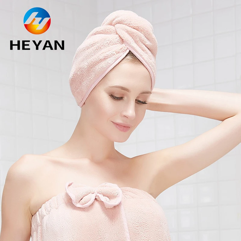 
Coral velvet microfiber hair drying cap_turban towel 