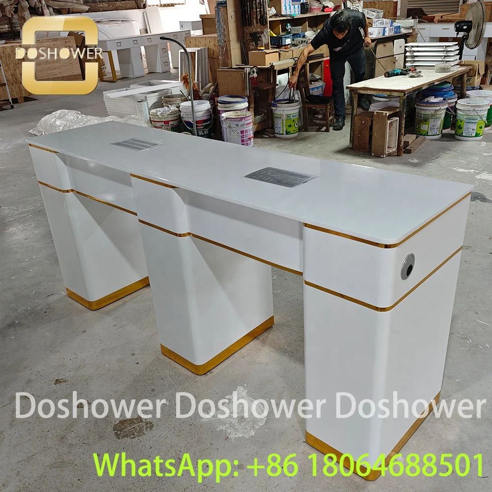 Sturdy Modern Manicure Nail Table Set With Set Customer & Technician Chair For Manicure Nail Table Nail Salon Furniture Package