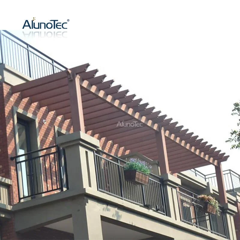 AlunoTec Outdoor Modern Plastic Wood Patio Opening Roof Waterproof Canopy Wooden Gazebos Pegola Kit