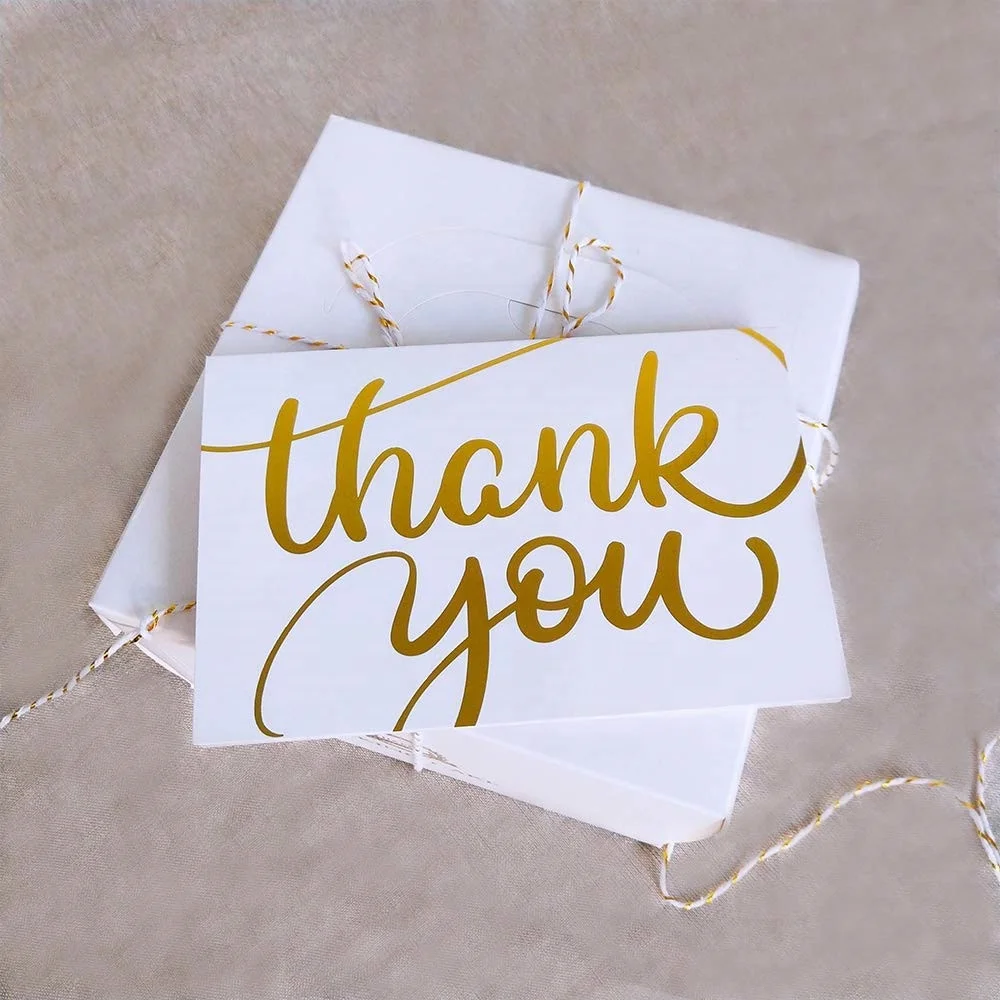 Custom Gold Foil Thank You Cards Bulk with Envelopes Stickers 3 Designs Blank Thank You Notes Greeting Cards 4x6 inches