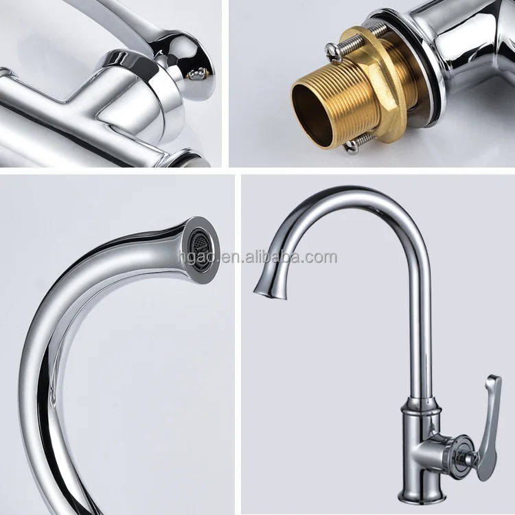 Modern Single-Hole Vessel Sink Monobloc Kitchen Faucet Gun Brass Swivel Spout Deck Mount Tap Grey Chrome Finish Stainless Steel