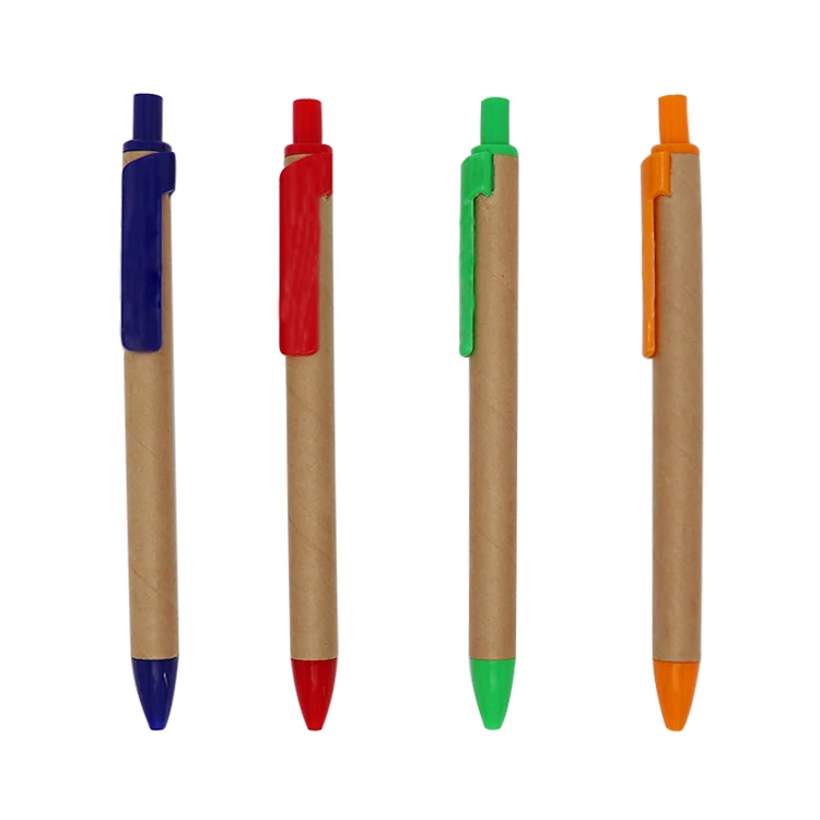 bio recycled paper barrel ballpoint pen refill replaceable anti skip and smoothing writing