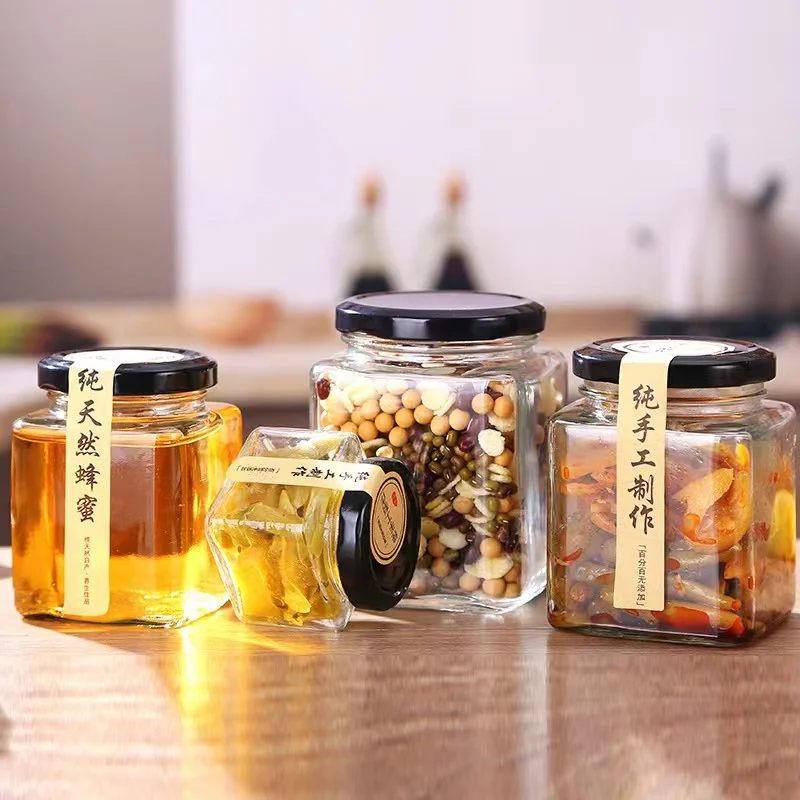 Wholesale Storage Pickles Jar 50-730ml quare Glass Jam Sauce Bottle Glass Honey Jars