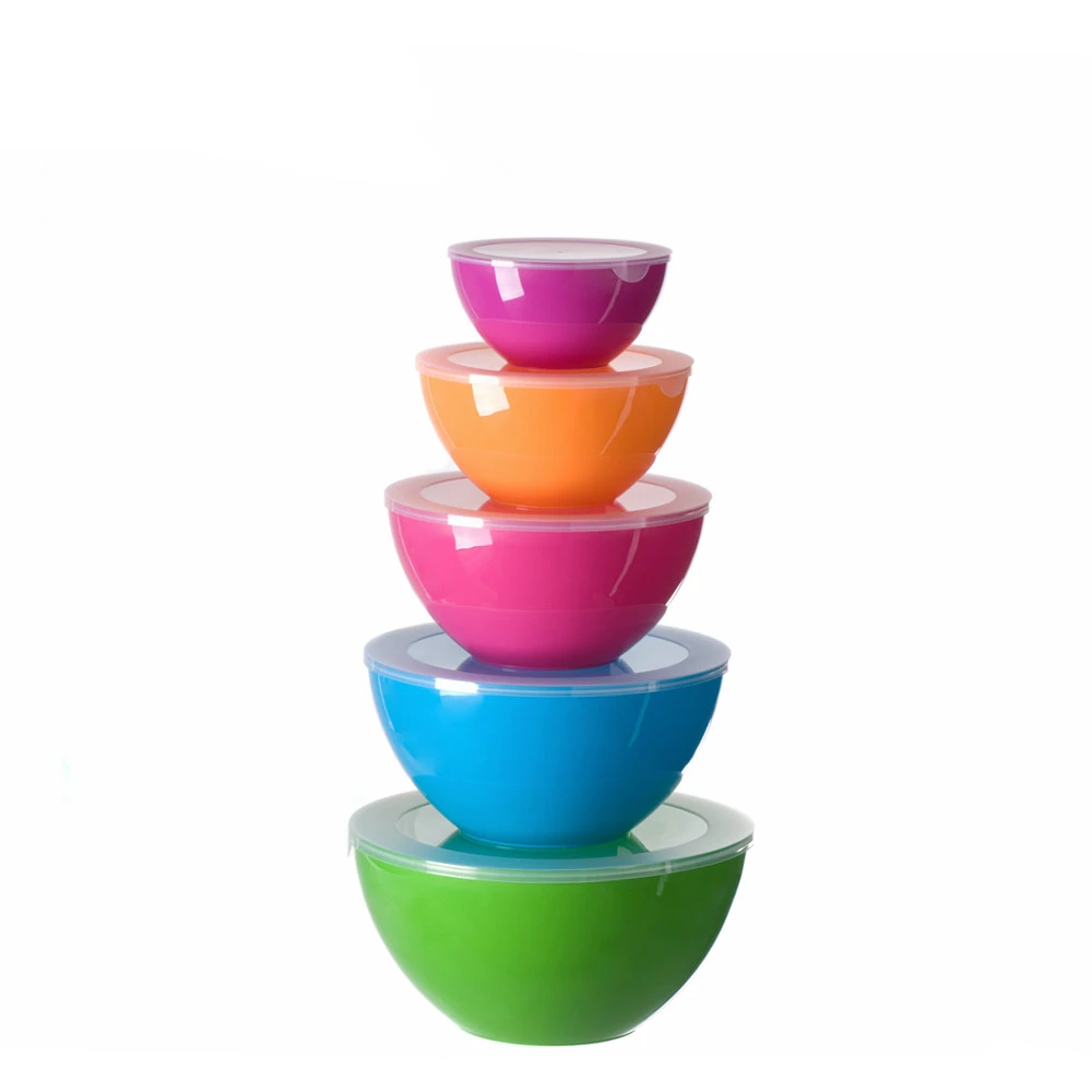  different size BPA Free plastic colorful bowl set made in Guangdong Jiangmen kitchen salad used dinner