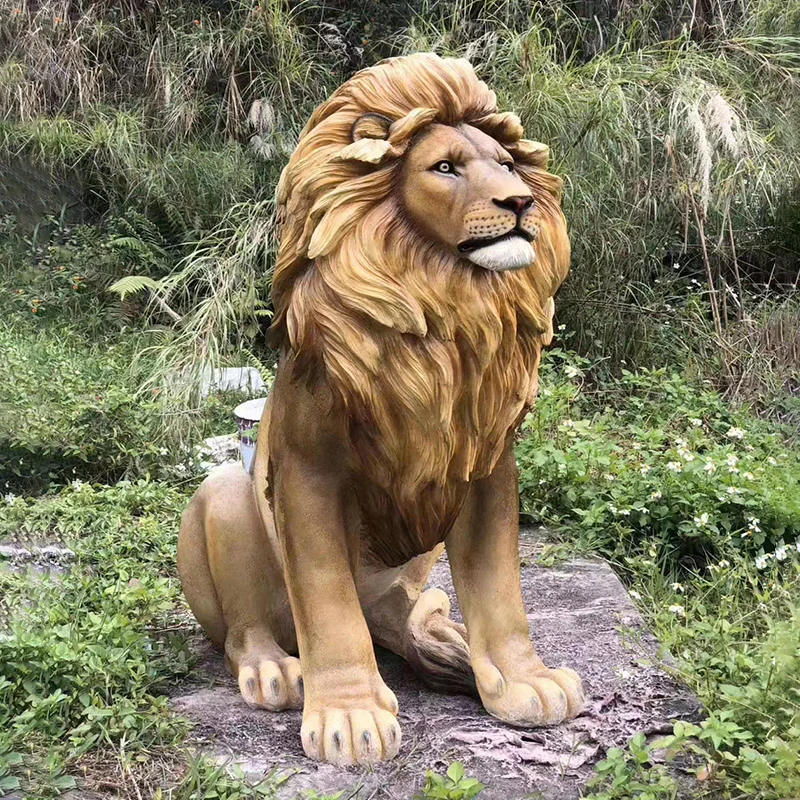 Resin animal statues life size fiberglass lion statue African lion elephant giraffe resin statues