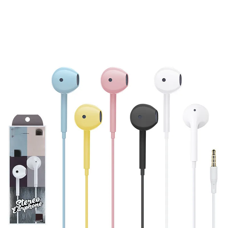 Portable Sport Candy Color Wired Headphones Super Bass With Microphone 3.5mm In Ear Wired Earphone Hands Free For Smartphones