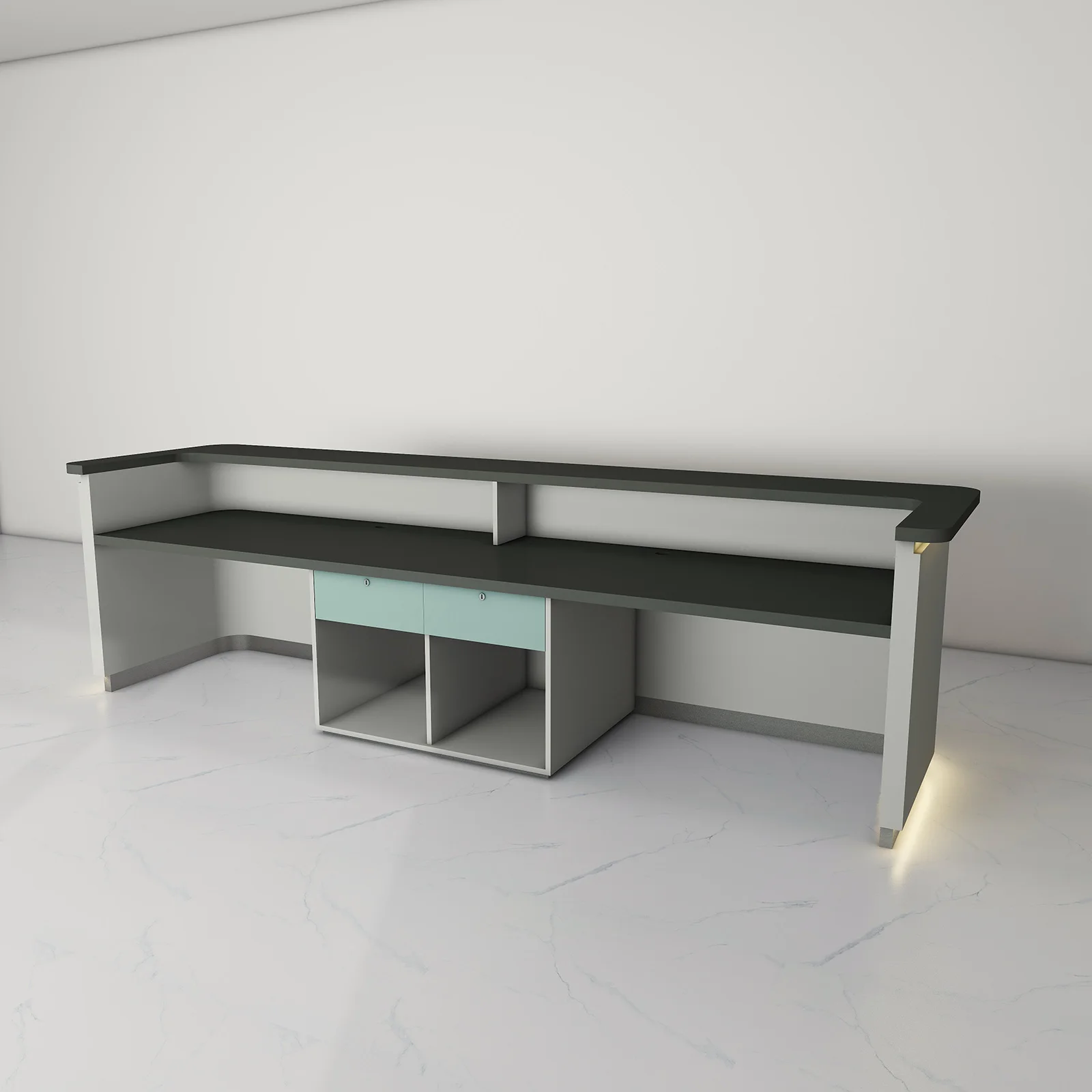 USA CA UK AU GER Local Stock Brown Wood Reception Office Furniture Shop Hotel Counter Front Desk Design Modern