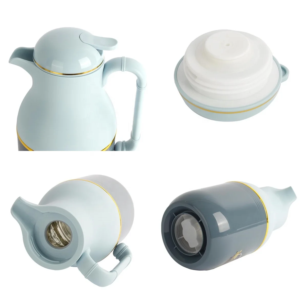 WUJO Custom Logo Pattern Design Plastic Glass Refill Dallah Arabic Vacuum Flask Insulated Water Jug Coffee Pot