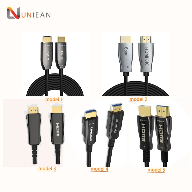 Оптовая Продажа с фабрики UNIEAN HD 10 м 50 100 длиной AOC 2 1 HDMI видео кабель 4K8K Hdmi волоконно-оптический для телевизора к игровым мониторам