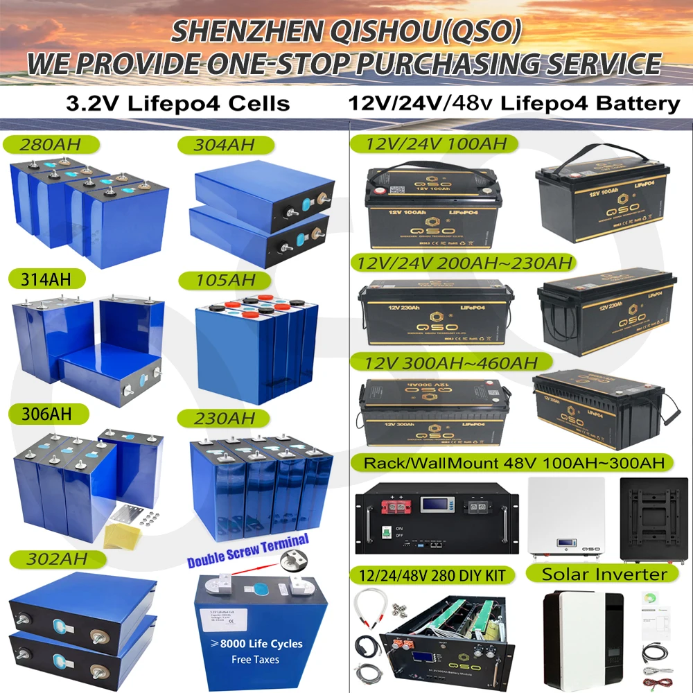 Germany Poland Us Eu Stock 3.2V 100Ah 105Ah 150Ah 200Ah 306Ah 314Ah 320Ah V3 PL 280Ah Lifepo4 Battery Lithium Ion Batteries Cell