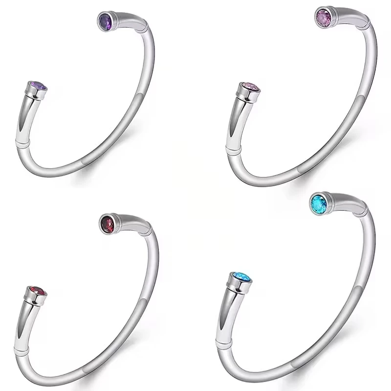 Cuff Cremation Bracelet for Ashes Stainless Steel Birthstone Pet Memorial Urn Bracelet for Ashes Cremation Jewelry