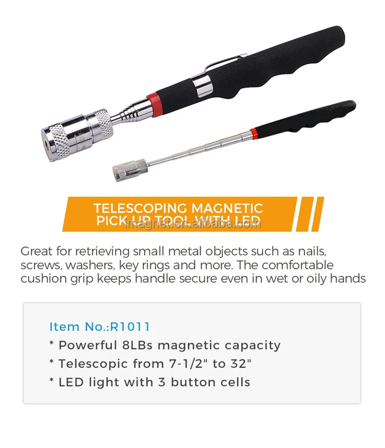 Telescopic Magnetic Pickup Tool, 15LB Magnet Stick, 30.5" Stainless Steel Extendable Magnet Pick-Up