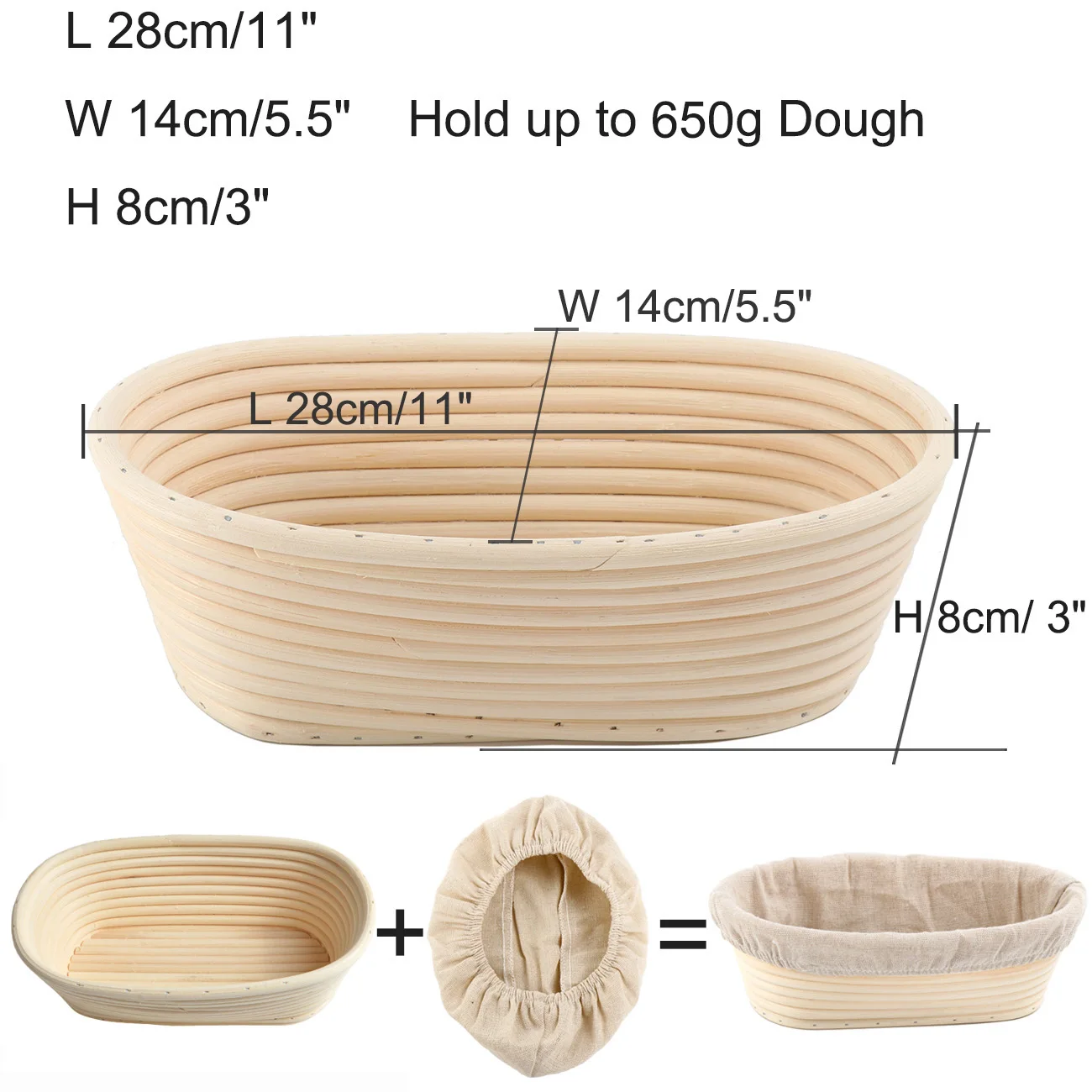 11 inch Cane Oval Bread Proofing Basket Bread Baking Molds Tools Sourdough Bannetons Fermentation Basket