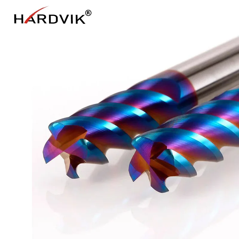HRC65 10*75 CNC 4flutes Flat End Mill nano blue Tungsten Cabide End Mill Cutter ODM OEM Coating for Stainless Steel Cast iron