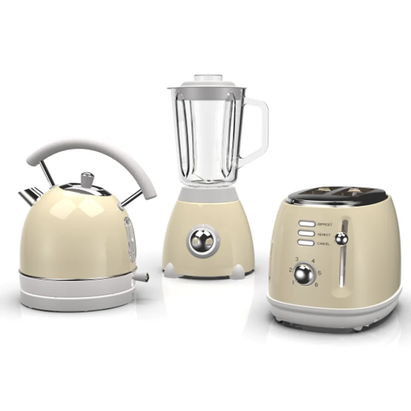 High quality 3 In 1 Breakfast Set Appliances Retro Style 2 Slice Toaster Electric Water Kettle And Toaster Set Juice Blender