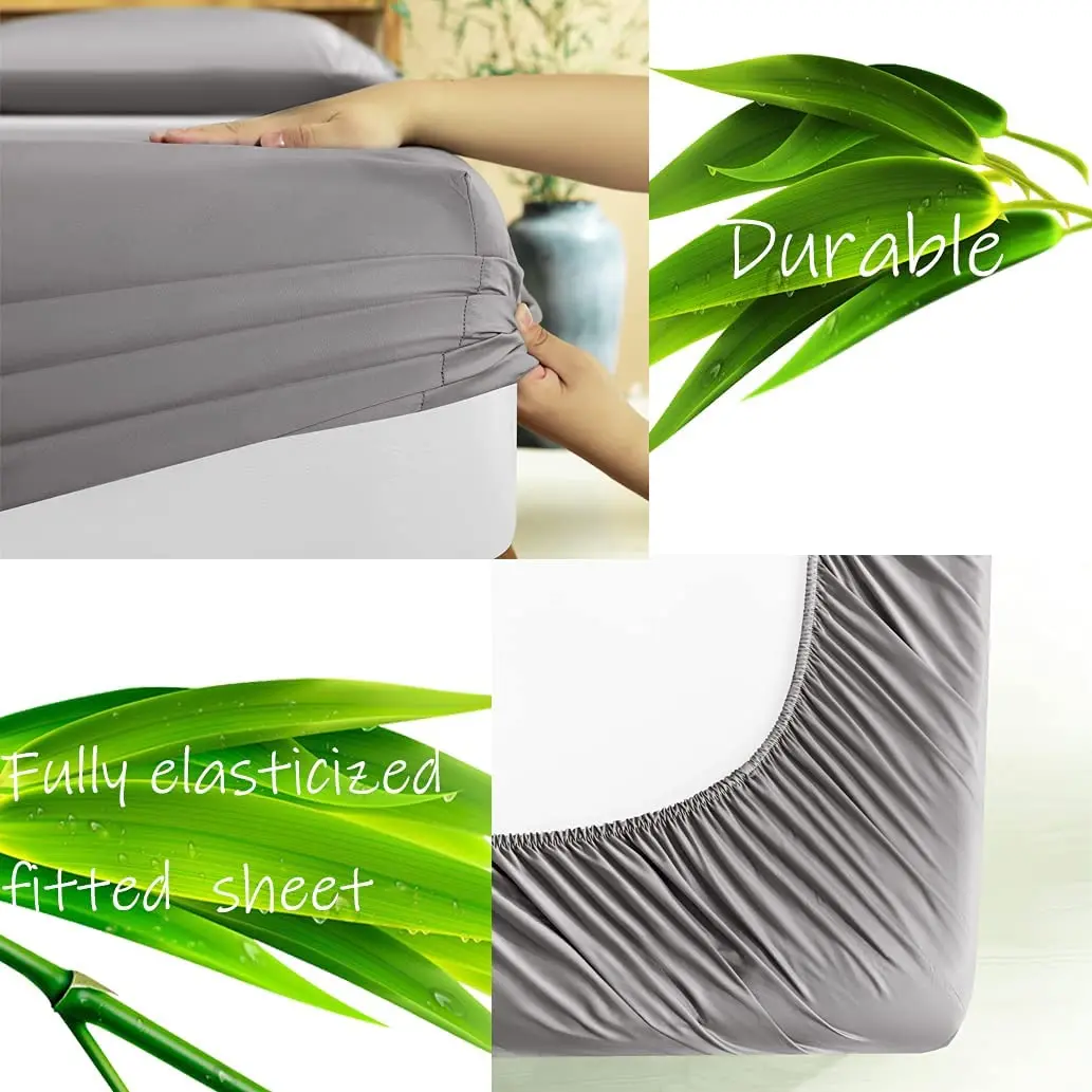 Silky Hand Feeling 300TC 100% Organic Bamboo Bed Sheets Pure Bamboo Deep pocket Fitted Sheets