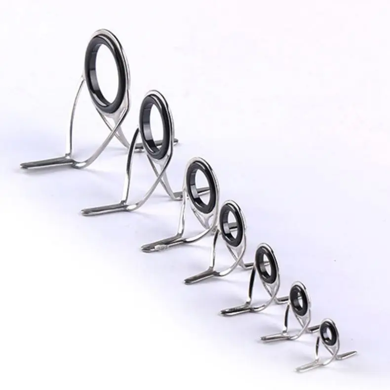 Drop Shipping Stainless Steel Tackle Tool Accessory Fish Line Ring Fishing Rod Ceramic Guide Eye Double Leg