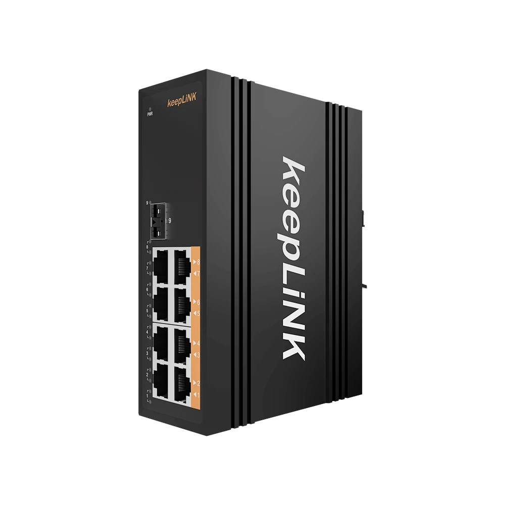 9 Port Layer 2 Nonmanagement Industrial POE Switch 1 SFP Uplink 8 Copper PoE/PoE+ 240W Power Supply